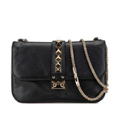 ヴァレンチノ ロックスタッズ チェーン ショルダーバッグ ブラック レザー レディース Valentino 中古