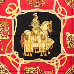 エルメス カレ90 LES MUSEROLLES 鼻革 スカーフ レッド マルチカラー シルク レディース HERMES 【中古】