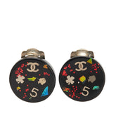 シャネル ココマーク マドモアゼル クローバー 5 ラウンド イヤリング ブラック マルチカラー プラスチック メッキ レディース CHANEL 【中古】