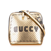 グッチ × SEGA GUCCY プリント ショルダーバッグ 511189 ゴールド ブラック レザー レディース GUCCI 【中古】