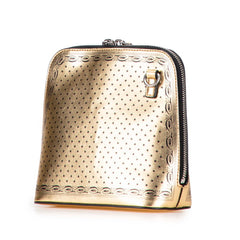 グッチ × SEGA GUCCY プリント ショルダーバッグ 511189 ゴールド ブラック レザー レディース GUCCI 【中古】