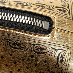 グッチ × SEGA GUCCY プリント ショルダーバッグ 511189 ゴールド ブラック レザー レディース GUCCI 【中古】