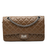 シャネル マトラッセ 2.55 ダブルフラップ チェーン ショルダーバッグ ブラウン レザー レディース CHANEL 【中古】