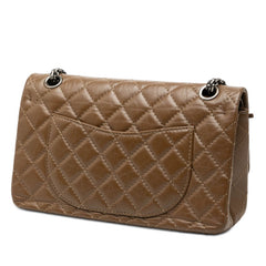 シャネル マトラッセ 2.55 ダブルフラップ チェーン ショルダーバッグ ブラウン レザー レディース CHANEL 【中古】