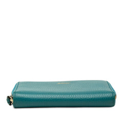 グッチ スウィング ラウンドファスナー 長財布 354497 ターコイズブルー レザー レディース GUCCI 中古