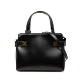 サルヴァトーレフェラガモ ガンチーニ ハンドバッグ ショルダーバッグ 2WAY AQ-210167 ブラック レザー レディース Salvatore Ferragamo 中古