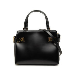 サルヴァトーレフェラガモ ガンチーニ ハンドバッグ ショルダーバッグ 2WAY AQ-210167 ブラック レザー レディース Salvatore Ferragamo 中古