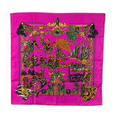 エルメス カレ90 Au FIL de la SOIE 絹糸の赴くままに スカーフ ピンク ブラウン マルチカラー シルク レディース HERMES 【中古】