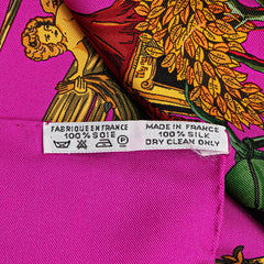 エルメス カレ90 Au FIL de la SOIE 絹糸の赴くままに スカーフ ピンク ブラウン マルチカラー シルク レディース HERMES 【中古】