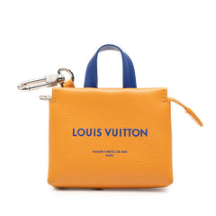 ルイ ヴィトン バッグチャーム LV ミニ ショッパー チャーム キーホルダー M02699 オレンジ ブルー レザー メタル レディース LOUIS VUITTON 【中古】