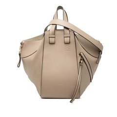 ロエベ ハンモック スモール ハンドバッグ ショルダーバッグ 2WAY ベージュ レザー レディース LOEWE 中古