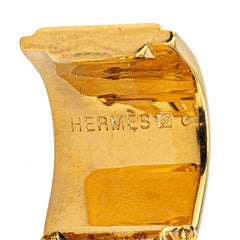 エルメス エマイユ 花 フラワー モチーフ イヤリング ゴールド イエロー マルチカラー メッキ レディース HERMES 【中古】