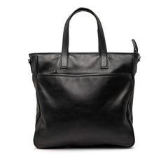 プラダ 三角ロゴプレート トートバッグ ハンドバッグ ブラック レザー メンズ PRADA 【中古】