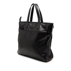 プラダ 三角ロゴプレート トートバッグ ハンドバッグ ブラック レザー メンズ PRADA 【中古】