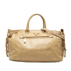 プラダ 三角ロゴプレート ハンドバッグ ショルダーバッグ 2WAY ベージュ系 レザー レディース PRADA 【中古】