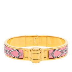 エルメス シャルニエールPM バングル ブレスレット ゴールド ピンク メッキ エナメル レディース HERMES 【中古】