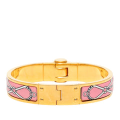 エルメス シャルニエールPM バングル ブレスレット ゴールド ピンク メッキ エナメル レディース HERMES 【中古】