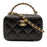 シャネル マトラッセ ココマーク ハンドバッグ バニティバッグ ミニ チェーンショルダー ブラック ゴールド ラムスキン レディース CHANEL 【中古】