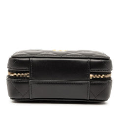 シャネル マトラッセ ココマーク ハンドバッグ バニティバッグ ミニ チェーンショルダー ブラック ゴールド ラムスキン レディース CHANEL 【中古】