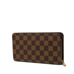 ルイ ヴィトン ダミエ ポルトモネ ジップ ラウンドファスナー 長財布 N61728 ブラウン PVC レザー レディース LOUIS VUITTON 【中古】