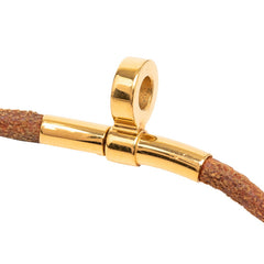エルメス ドゥーブルケリー チョーカー ネックレス ブレスレット ゴールド ブラウン メッキ レザー レディース HERMES 【中古】