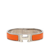 エルメス クリックH PM ブレスレット バングル シルバー オレンジ アイボリ メタル レディース HERMES 【中古】