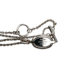 エルメス シェーヌダンクル ミニ マイヨン チェーン ペンダント ネックレス シルバー ベージュ メタル レディース HERMES 中古