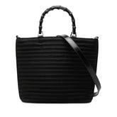 グッチ バンブー トートバッグ ショルダーバッグ 2WAY 00019980588 ブラック ナイロン レザー レディース GUCCI 【中古】