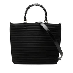 グッチ バンブー トートバッグ ショルダーバッグ 2WAY 00019980588 ブラック ナイロン レザー レディース GUCCI 【中古】