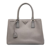 プラダ 三角ロゴプレート ガレリア ハンドバッグ BN1874 グレー サフィアーノレザー レディース PRADA 中古