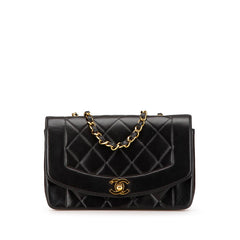 シャネル マトラッセ ダイアナ22 斜め掛け チェーン ショルダーバッグ A01164 ブラック ラムスキン レディース CHANEL 中古