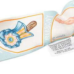エルメス ツイリー FUNNY ICE CREAM ファニーアイスクリーム スカーフ ブルー系 ホワイト シルク レディース HERMES 【中古】