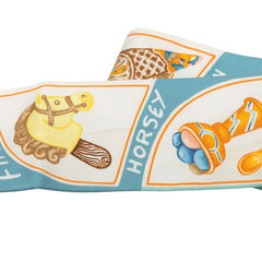 エルメス ツイリー FUNNY ICE CREAM ファニーアイスクリーム スカーフ ブルー系 ホワイト シルク レディース HERMES 【中古】