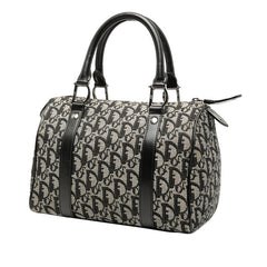 ディオール トロッター ハンドバッグ ミニボストンバッグ ブラック キャンバス レザー レディース Dior 【中古】