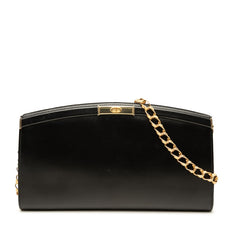 ディオール CDロゴ チェーン ショルダーバッグ クラッチバッグ ブラック レザー レディース Dior 中古