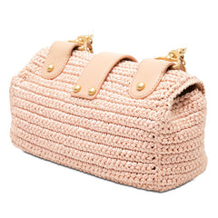 シャネル ココマーク チェーン ショルダーバッグ ピンク ストロー レディース CHANEL 【中古】