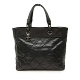 シャネル パリビアリッツMM トートバッグ ブラック レザー コーティングキャンバス レディース CHANEL 【中古】