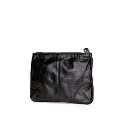 プラダ 三角ロゴプレート クラッチバッグ ブラック レザー レディース PRADA 【中古】