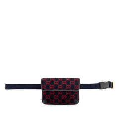 グッチ GGウール ウエストバッグ ボディバッグ 598181 ネイビー レッド ウール レザー レディース GUCCI 【中古】