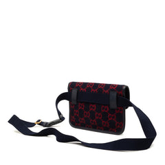 グッチ GGウール ウエストバッグ ボディバッグ 598181 ネイビー レッド ウール レザー レディース GUCCI 【中古】