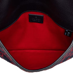グッチ GGウール ウエストバッグ ボディバッグ 598181 ネイビー レッド ウール レザー レディース GUCCI 【中古】