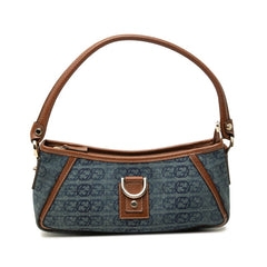 グッチ アビー ワンショルダーバッグ ハンドバッグ 130939 ブルー ブラウン デニム レザー レディース GUCCI 中古