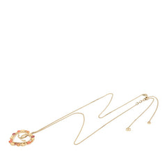 シャネル ココマーク ハートモチーフ チェーン ペンダント ロングネックレス 09C刻印 ゴールド マルチカラー メッキ 樹脂系 レディース CHANEL 中古