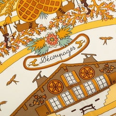 エルメス カレ90 Decoupages 切り絵 スカーフ カーキグリーン マルチカラー シルク レディース HERMES 【中古】
