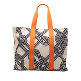 エルメス ヌー マラン トートバッグ ベージュ オレンジ ネイビー コットン レディース HERMES 中古