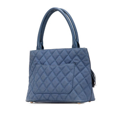 シャネル マトラッセ ココマーク 復刻トート トートバッグ ブルー キャンバス キャビアスキン レディース CHANEL 【中古】