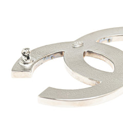 シャネル ココマーク ラメ ボーダー ブローチ シルバー ブラック メタル レディース CHANEL 【中古】