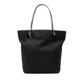 グッチ GGキャンバス トートバッグ ハンドバッグ 120836 ブラック キャンバス レザー レディース GUCCI 中古