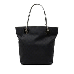 グッチ GGキャンバス トートバッグ ハンドバッグ 120836 ブラック キャンバス レザー レディース GUCCI 中古