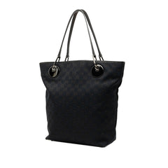 グッチ GGキャンバス トートバッグ ハンドバッグ 120836 ブラック キャンバス レザー レディース GUCCI 中古
